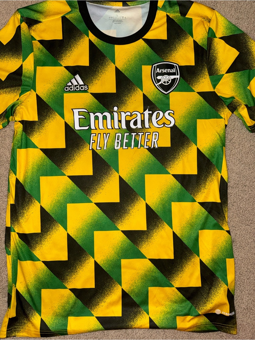 adidas Arsenal Yellow Green Black Geometric Jersey